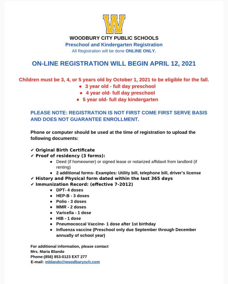 Preschool & Kindergarten Registration Woodbury, New Jersey NJ Heartland