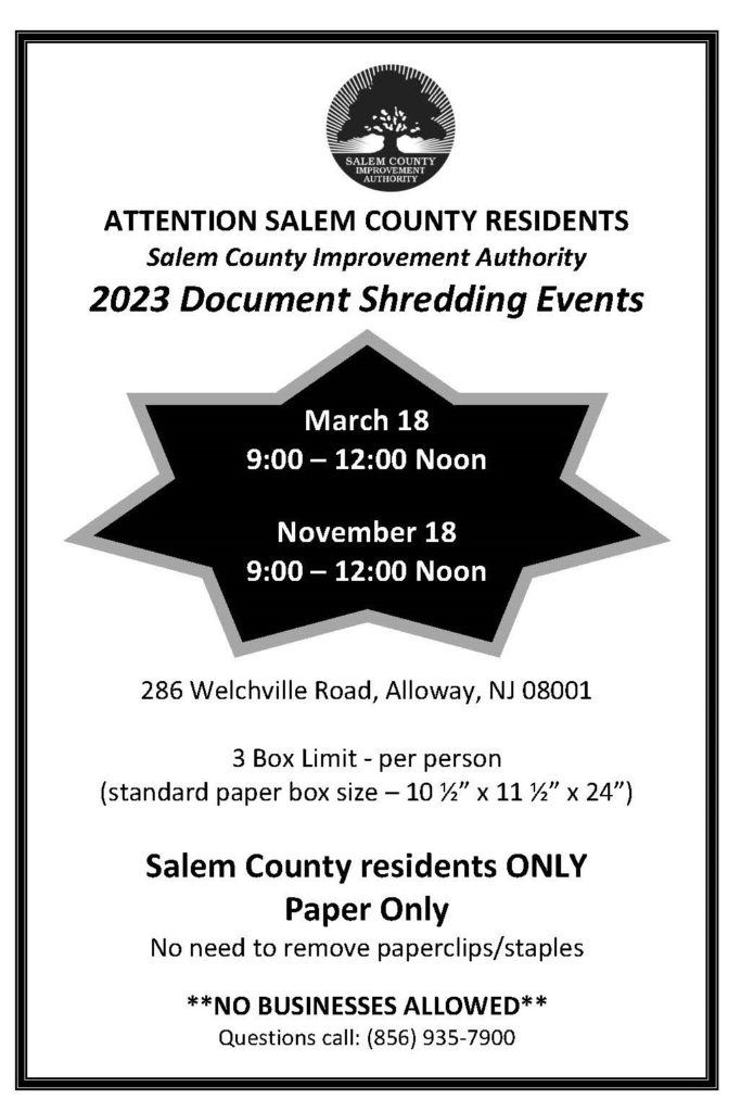 Salem County 2023 Shredding Event New Jersey's Heartland NJ Heartland